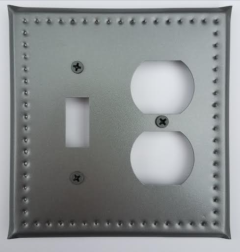 Punched tin combination switch plate and outlet cover in border punch design