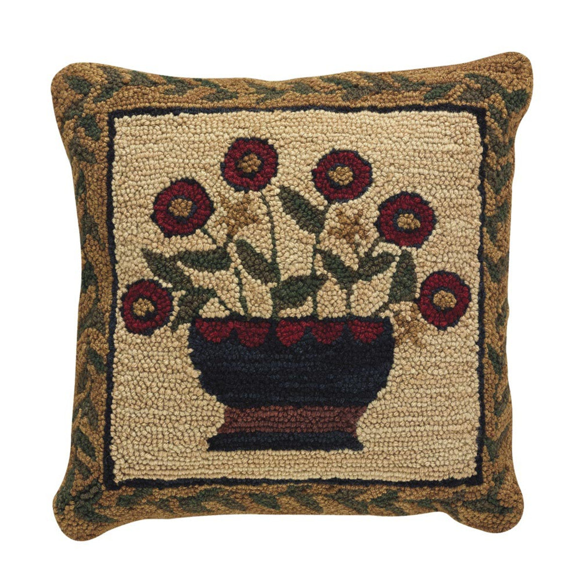 FLOWER BASKET HOOKED PILLOW