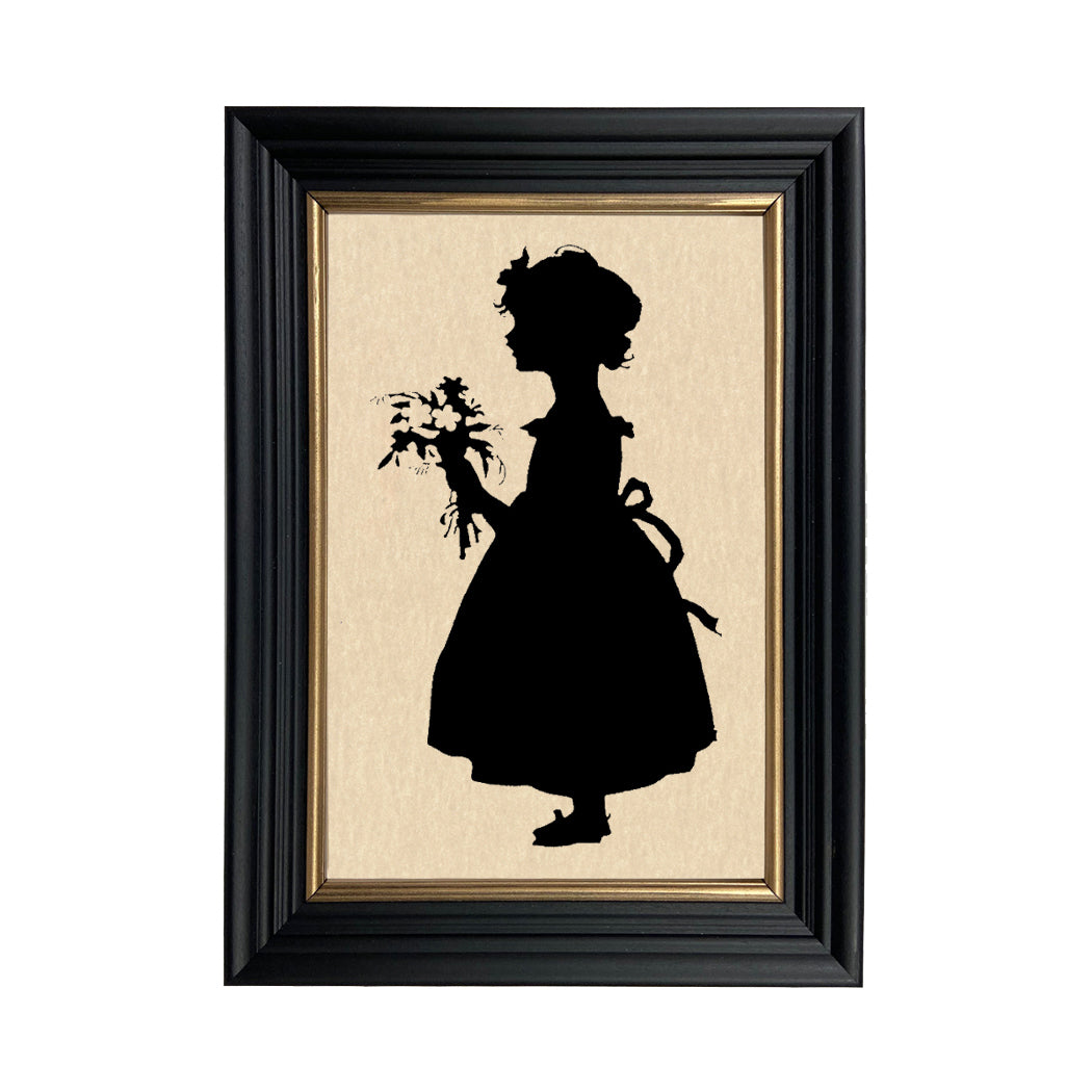 Girl with Flowers Paper Cut Silhouette
