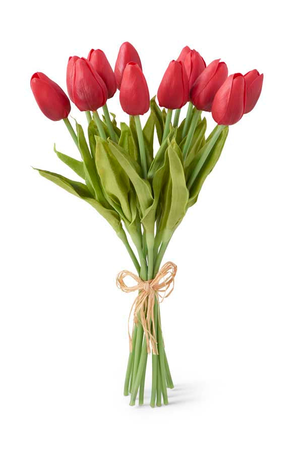 13 INCH RED REAL TOUCH MINI TULIP BUNDLE (12 STEMS)