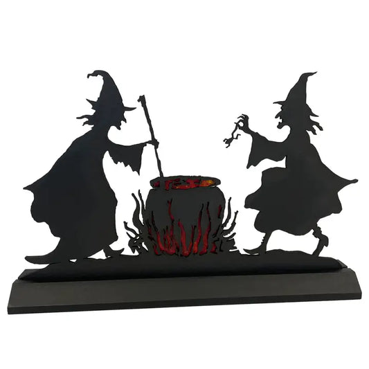 Double Trouble Witches Brew Halloween Silhouette Table Decor