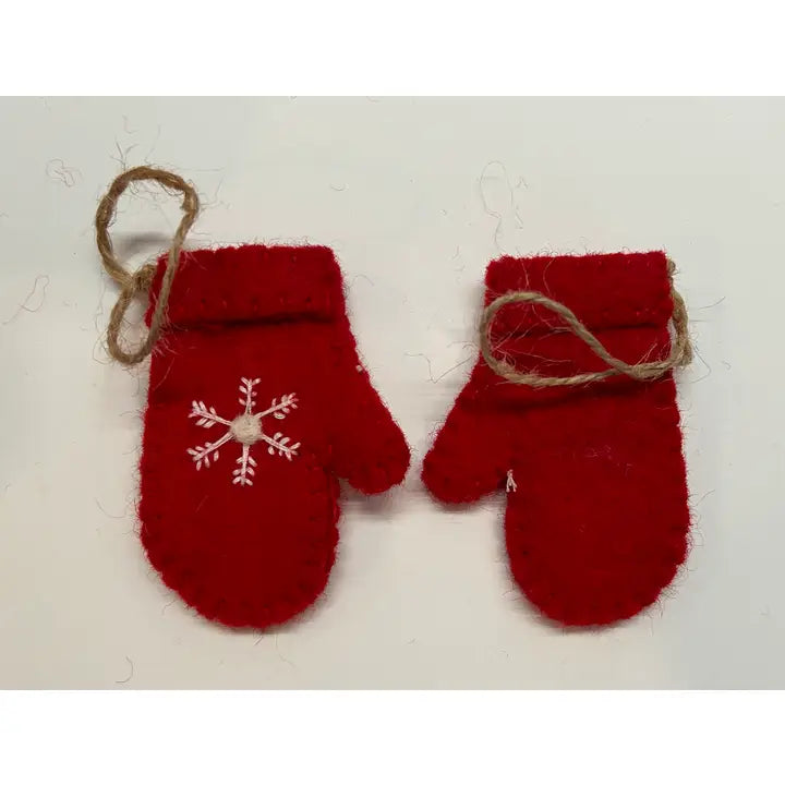 Felted Wool "Red Mitten" Christmas Ornament