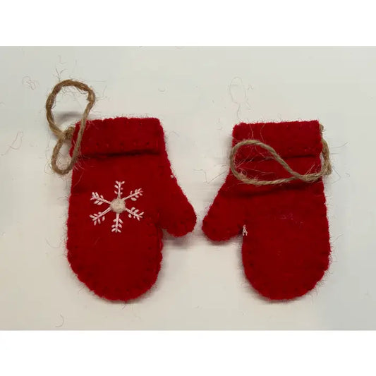 Felted Wool "Red Mitten" Ornament
