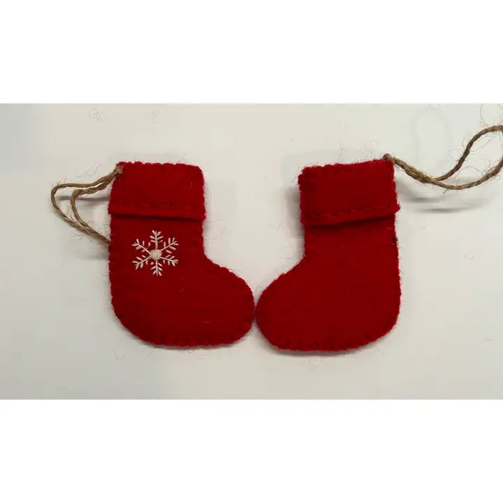 Felted Wool "Red Stocking" Christmas Ornament