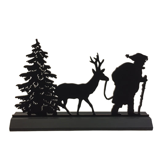 Wooden “Santa Claus with Reindeer” Silhouette Table Décor