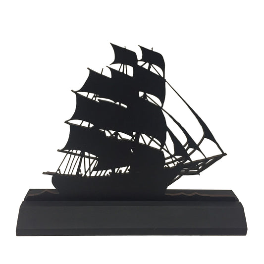 7″ Ship Standing Wood Silhouette Tabletop Décor