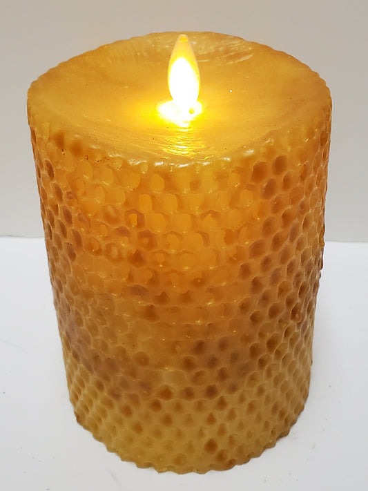 5" Beeswax Honeycomb Pillar Mustard
