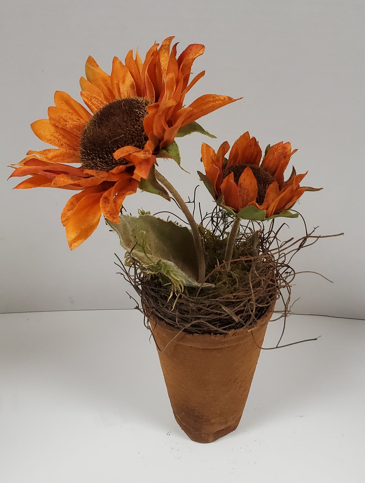 Mini Orange Sunflower Pot