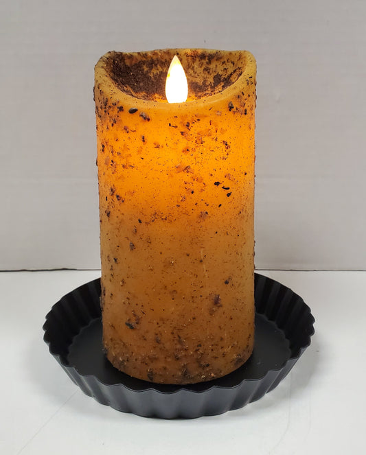 Moving Flame Pillar Candle-Mustard 3×6