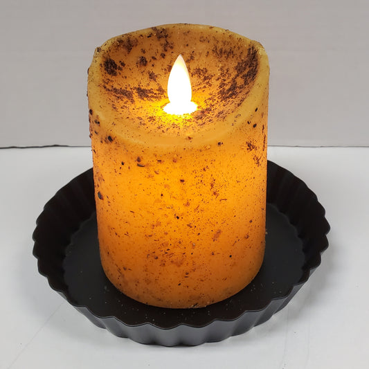 Moving Flame Pillar Candle-Mustard 3×4