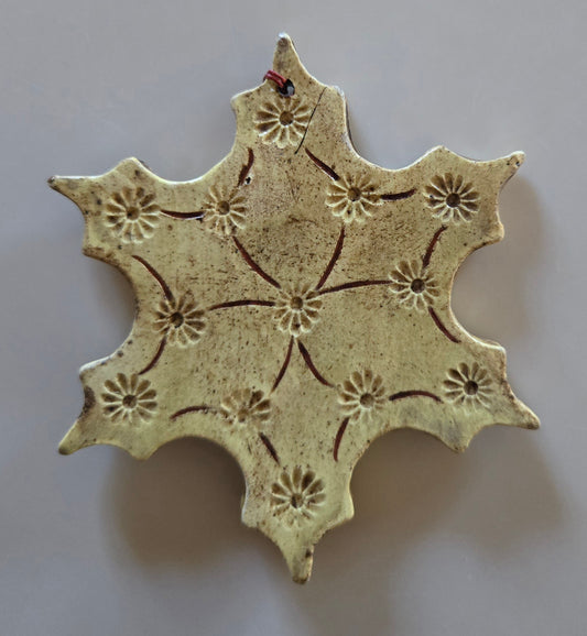 Snowflake Redware Ornament