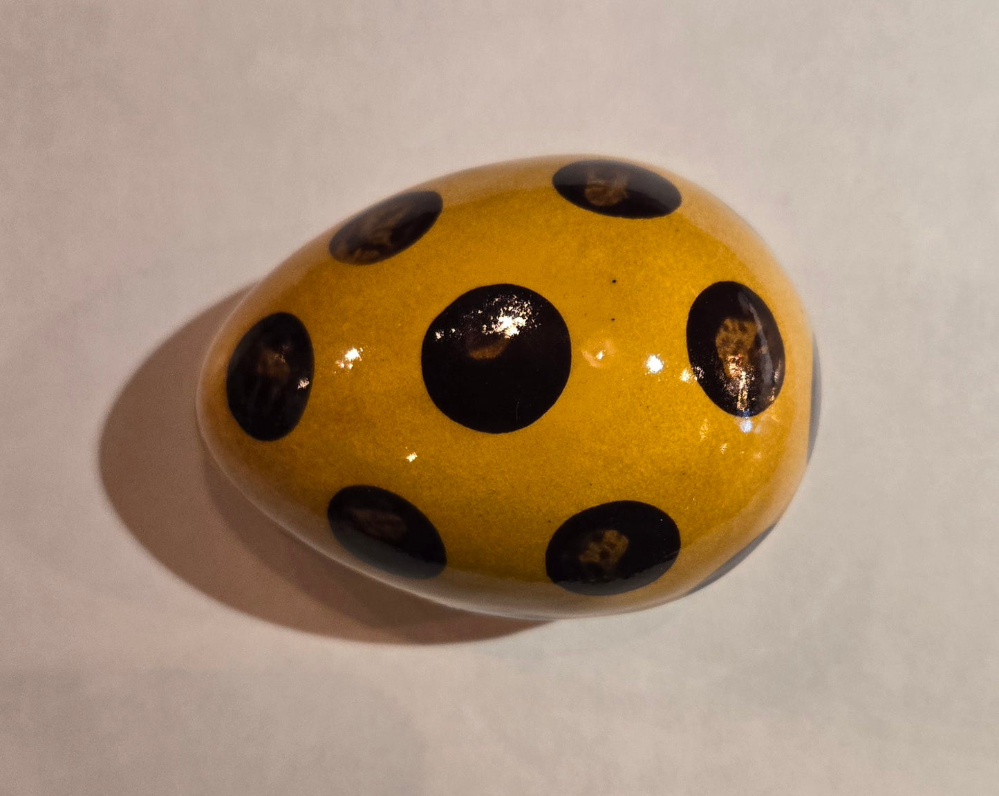Yellow and Brown Speckled Redware Eggs