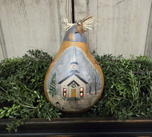 Silent Night Primitive Lighted Gourd