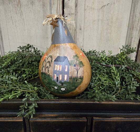 Primitive Country Lighted Gourd