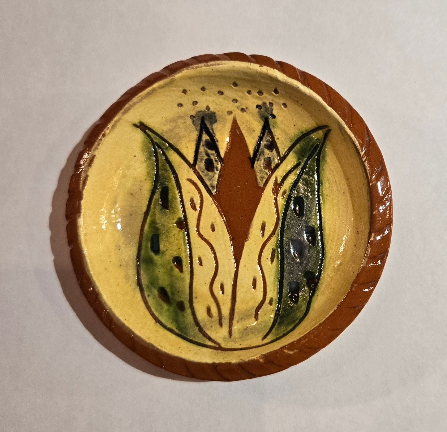 2 1/2" Sgraffito Pottery Plate