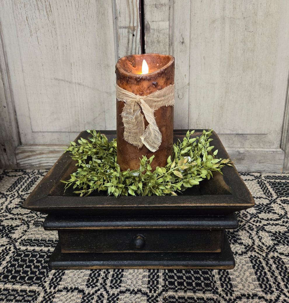 Primitive Candle Tray with Drawer - Black