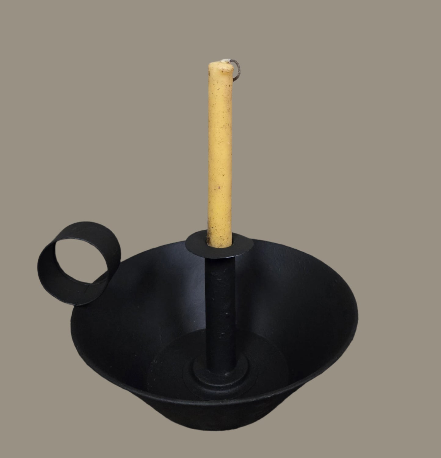 Round Tapered Pan Candle Holder in Textured Black