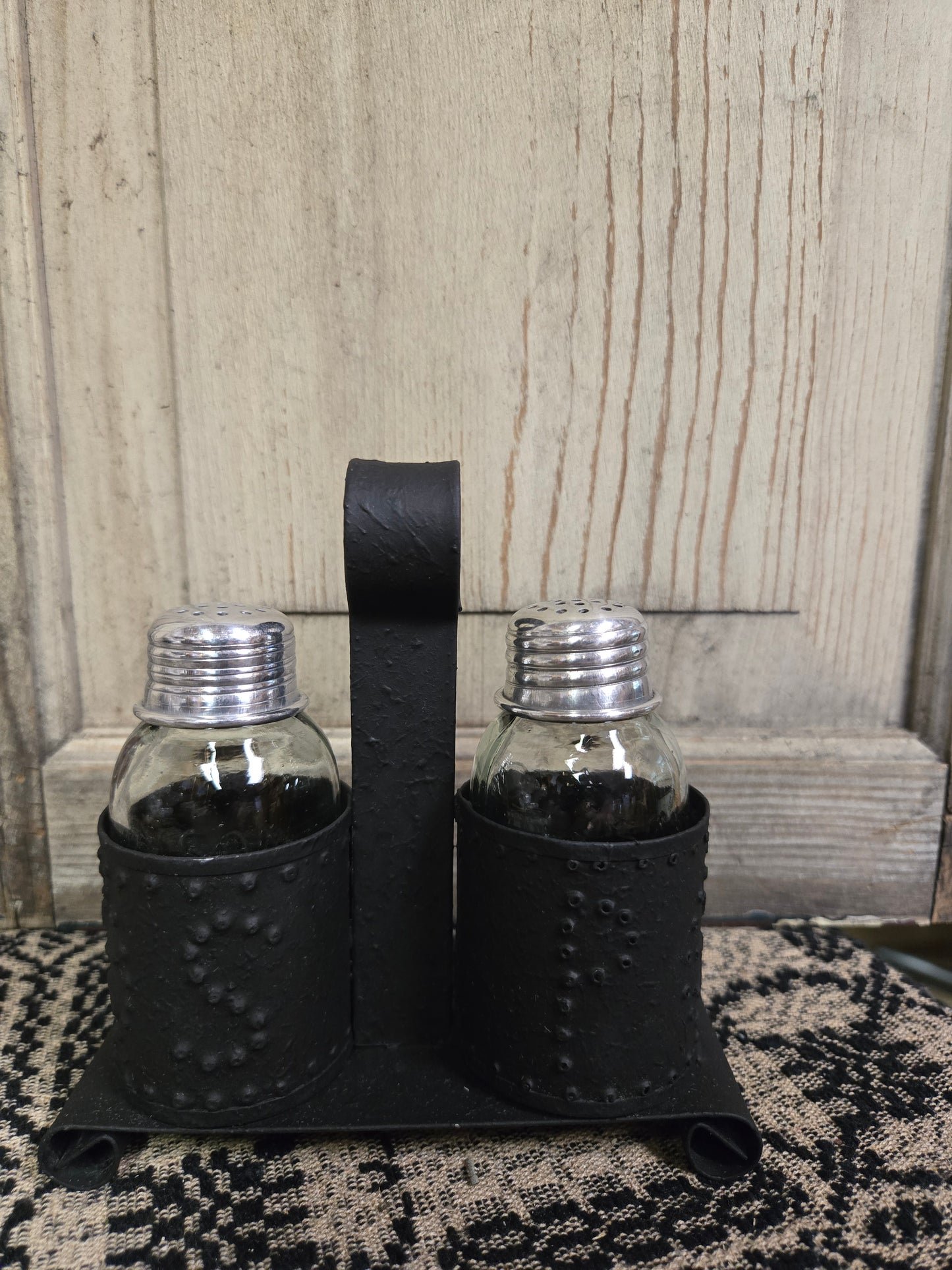 Salt and Pepper Shaker Holder in Textured Black