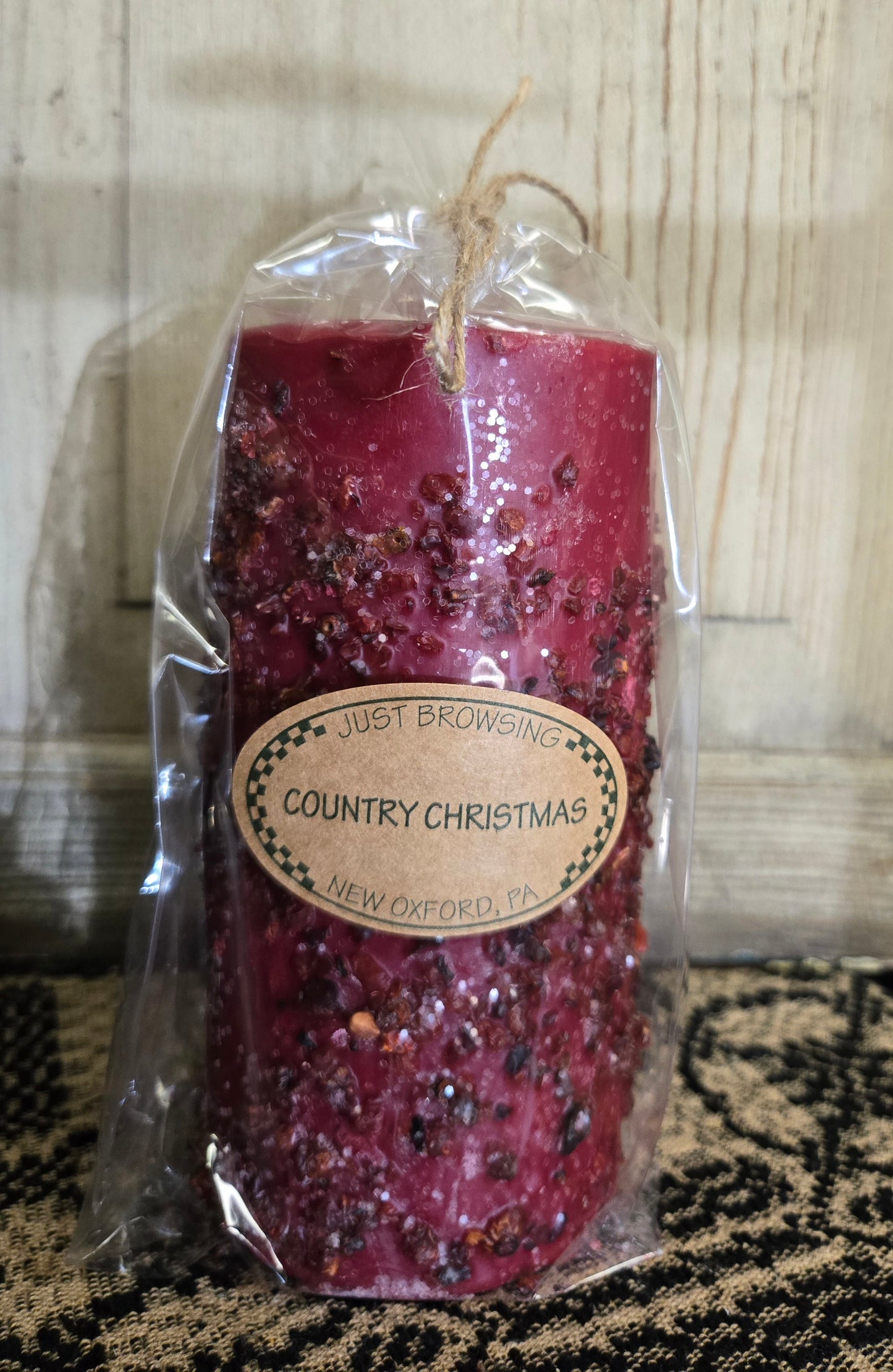 Country Christmas Pillar Candle 3 x 6