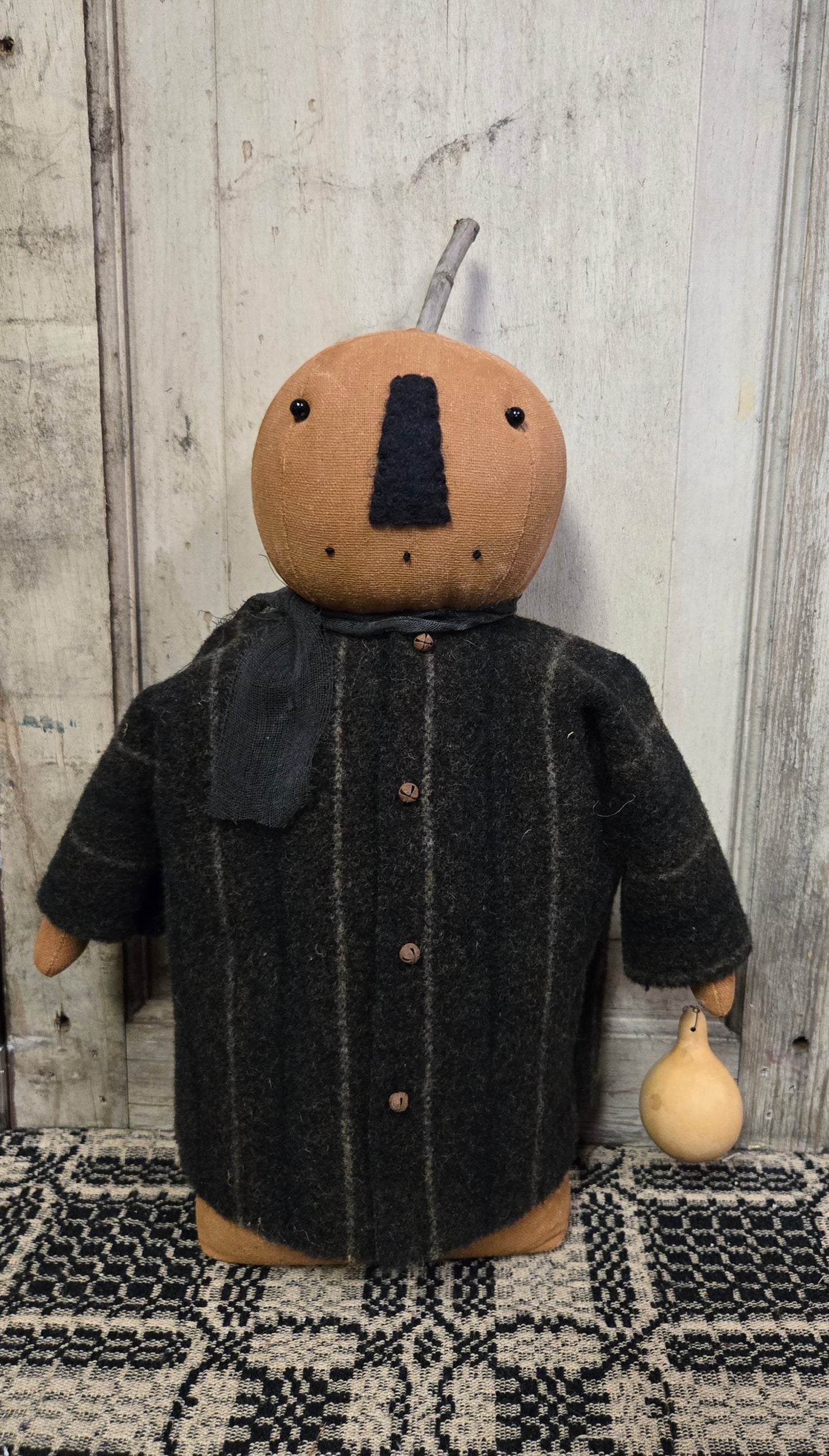 Pumpkin Man Holding Gourd