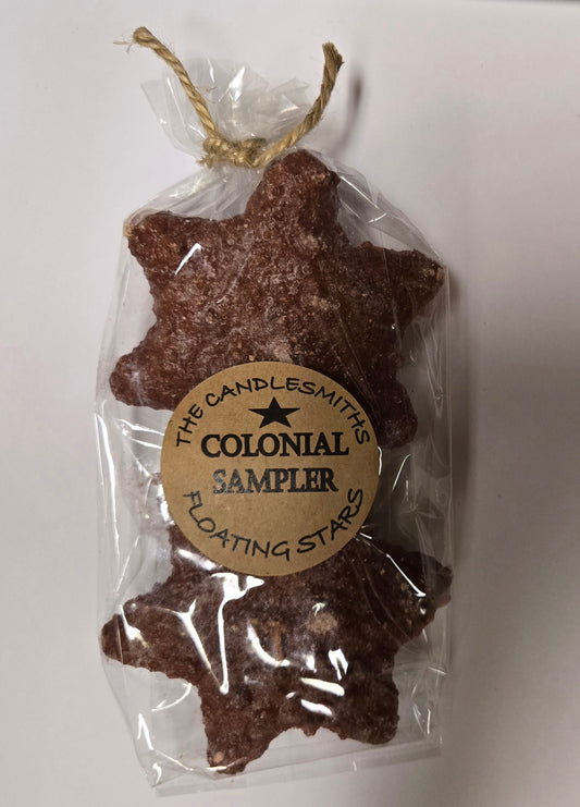 Colonial Sampler Small Star Floating Candle Two Pack