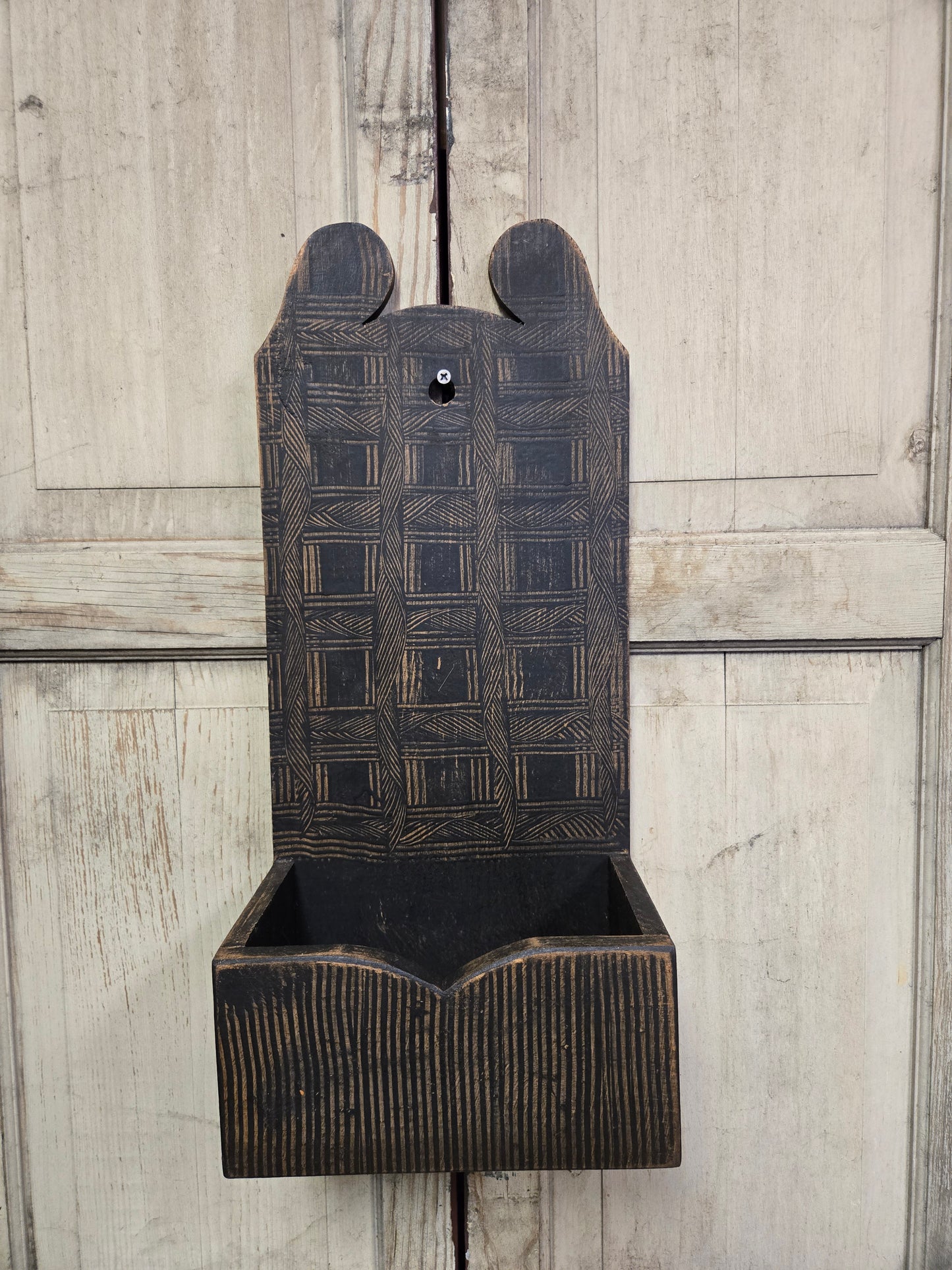 Collection of Primitive Combed Tall Wall Boxes