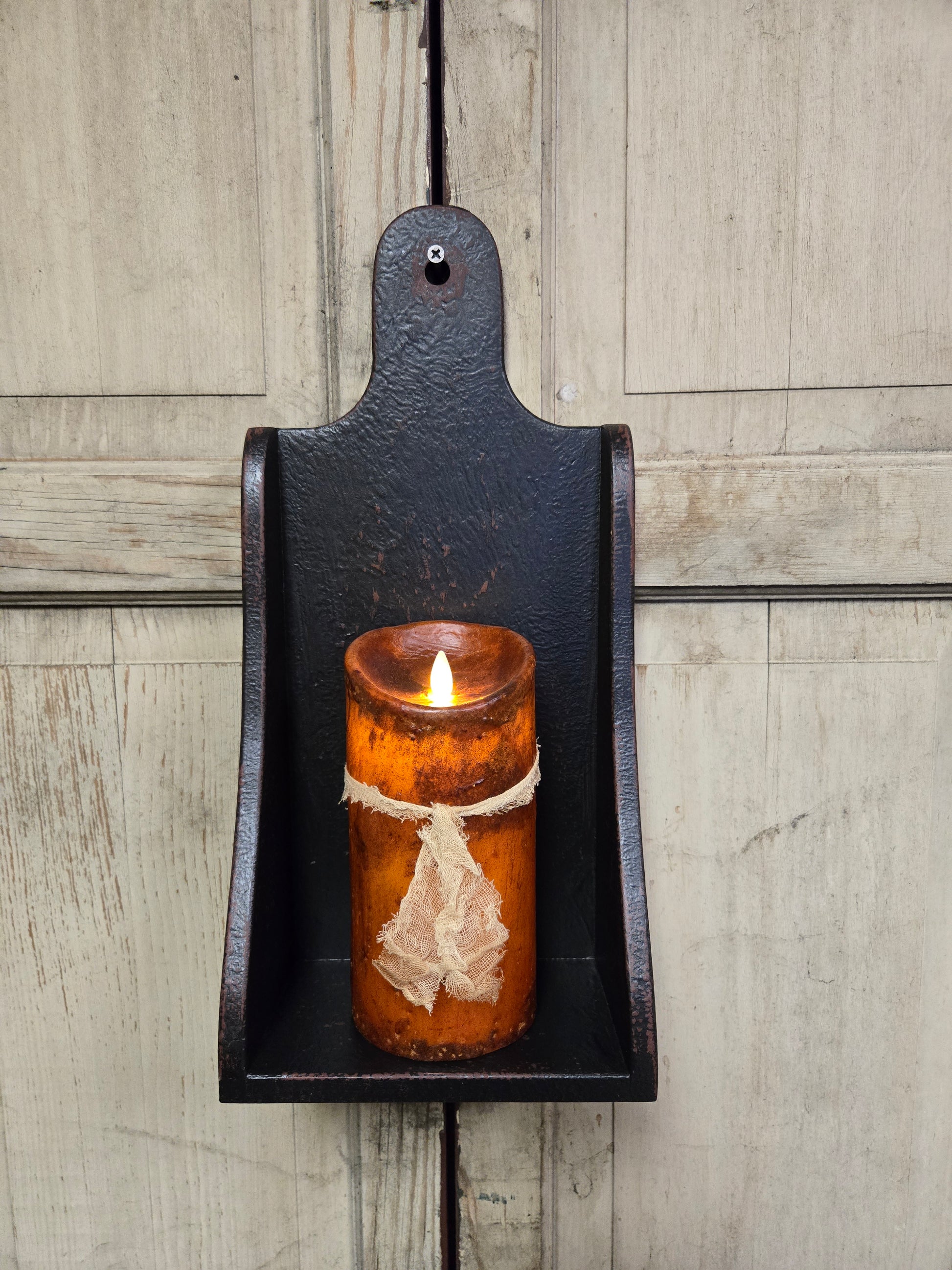 Primitive Wooden Wall Sconce - Black