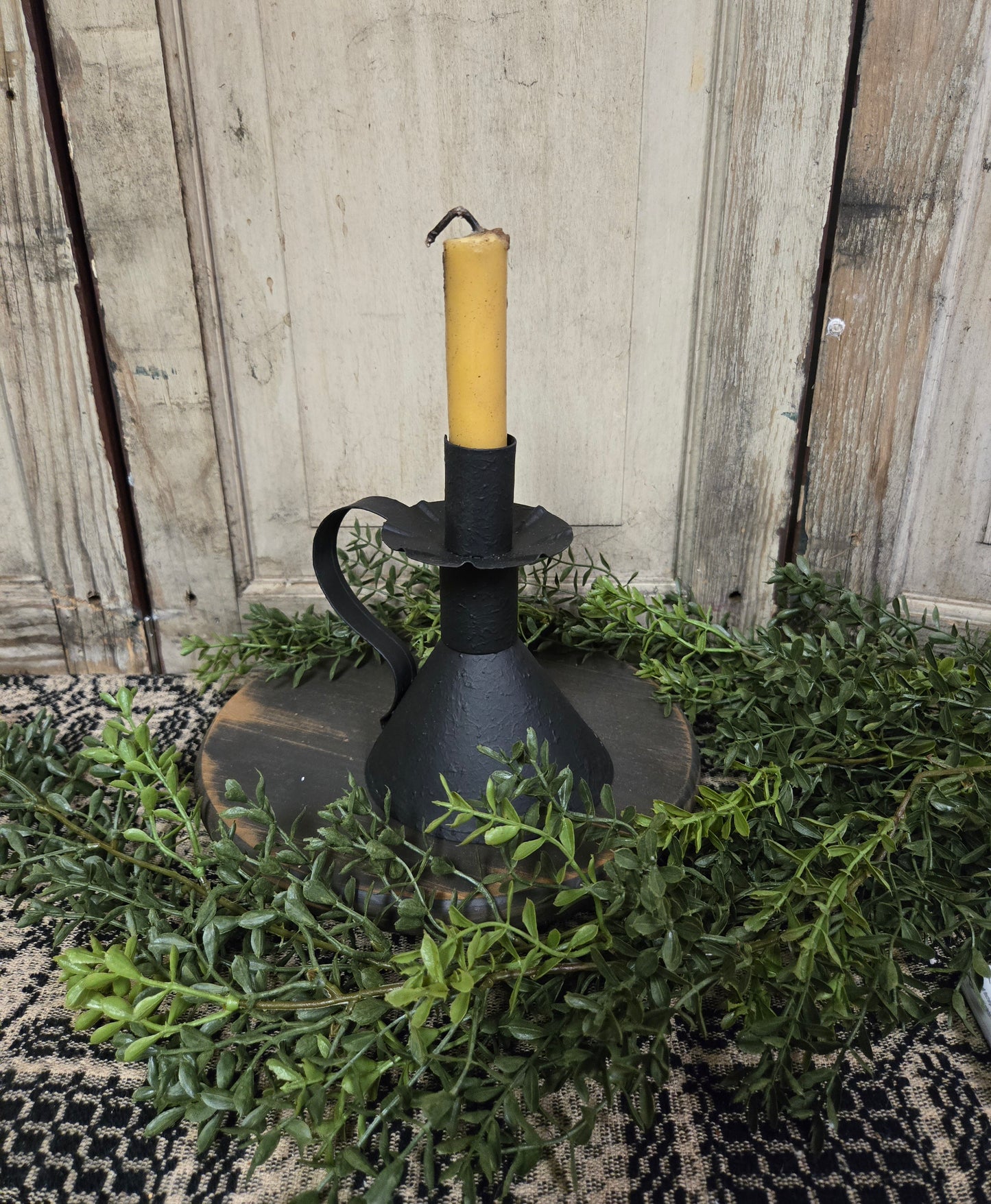 Candle Stand in Textured Black