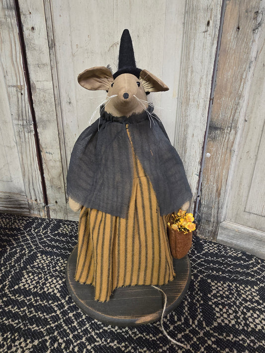 Witch Mouse with Ticking Dress