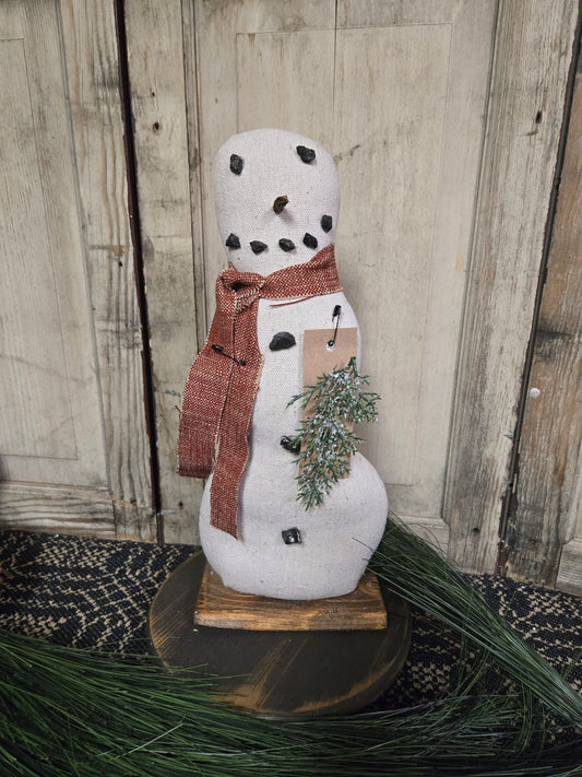 Primitive Snowman with Scarf