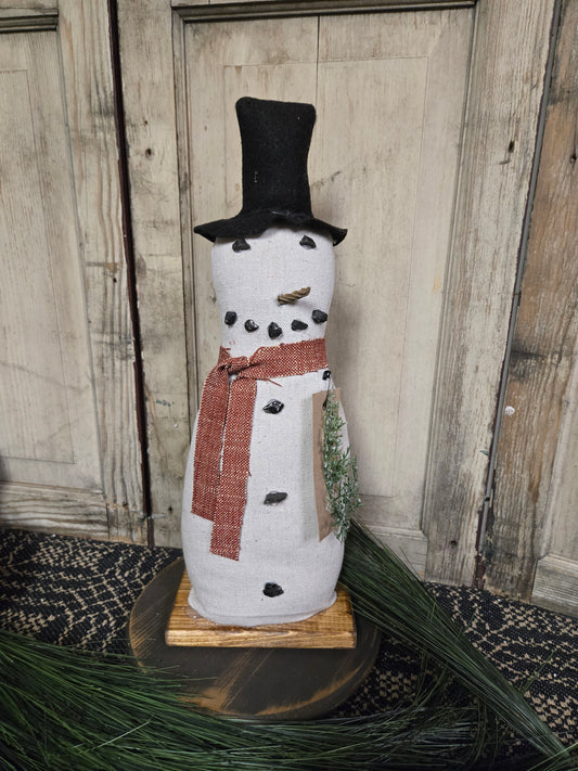 Primitive Snowman with Top Hat and Scarf