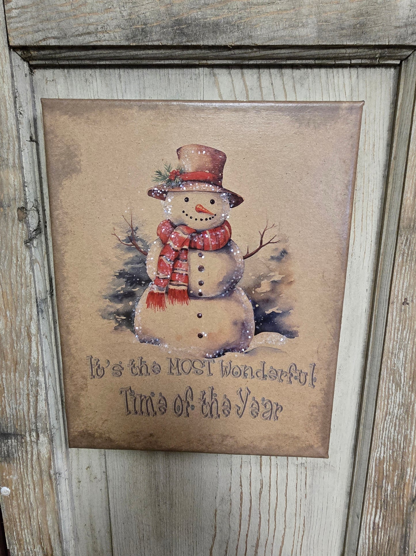 8x10 Wonderful Time Snowman Canvas Print