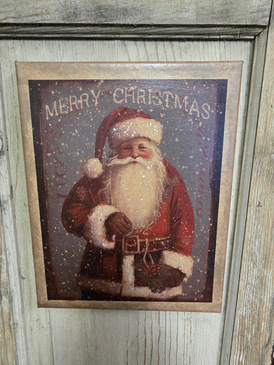 8X10 Merry Christmas Santa Canvas Print