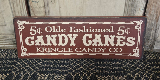 5 Cent Olde Fashioned Candy Canes Wood Sign