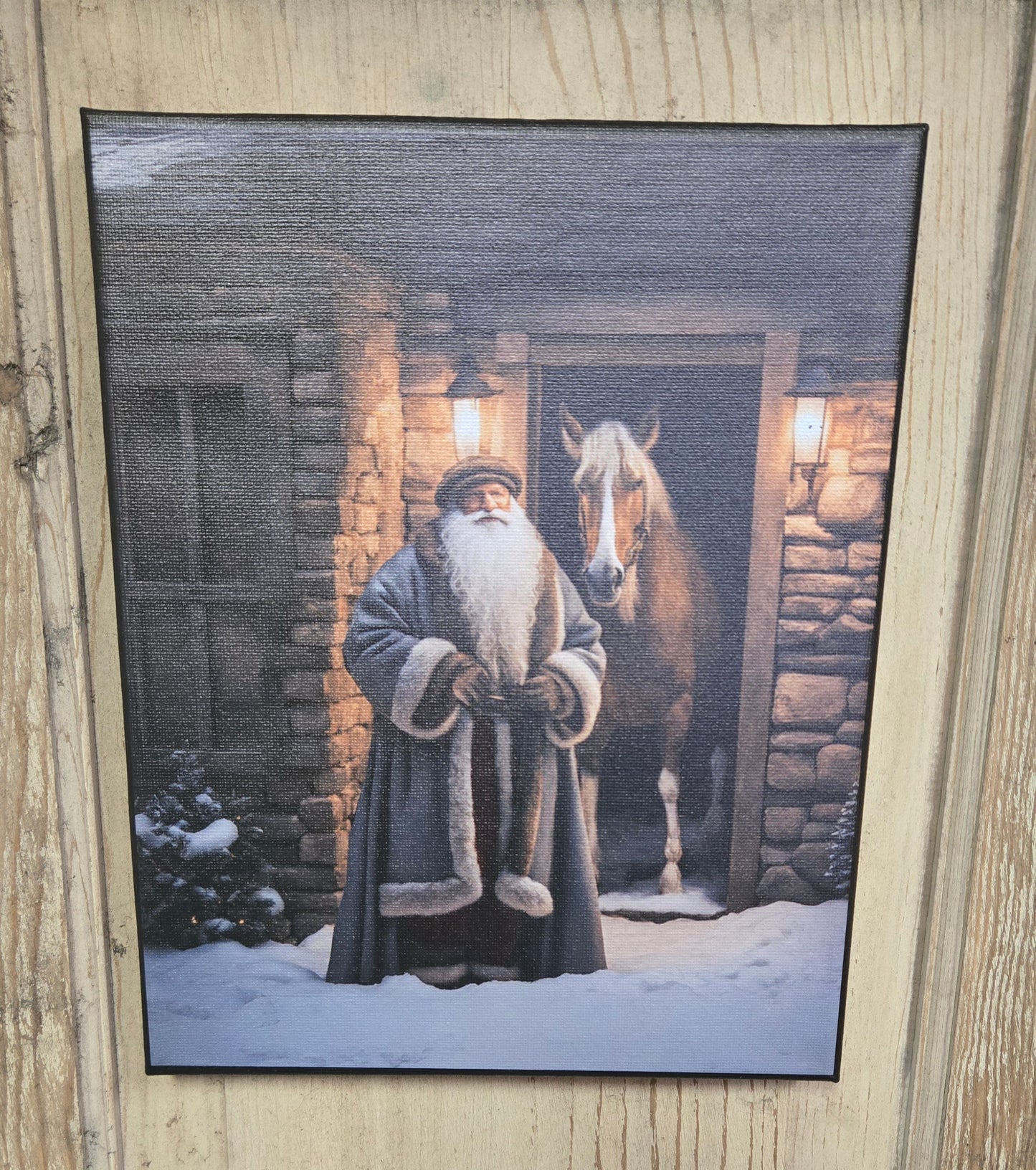 Olde World Santa & Horse Canvas Print