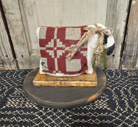 Primitive Sheep on Wooden Base