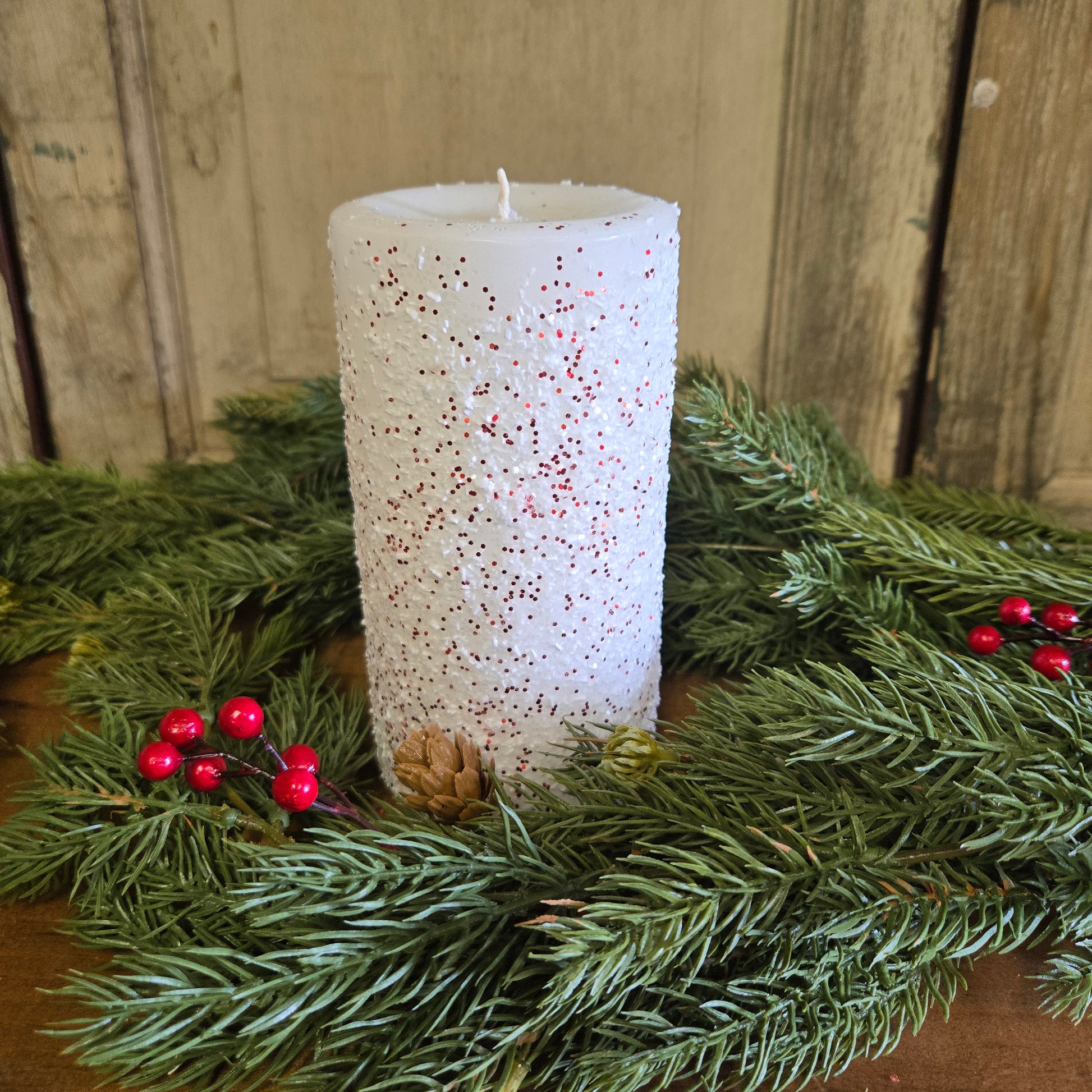 Peppermint Stick Pillar Candle 3 x 6