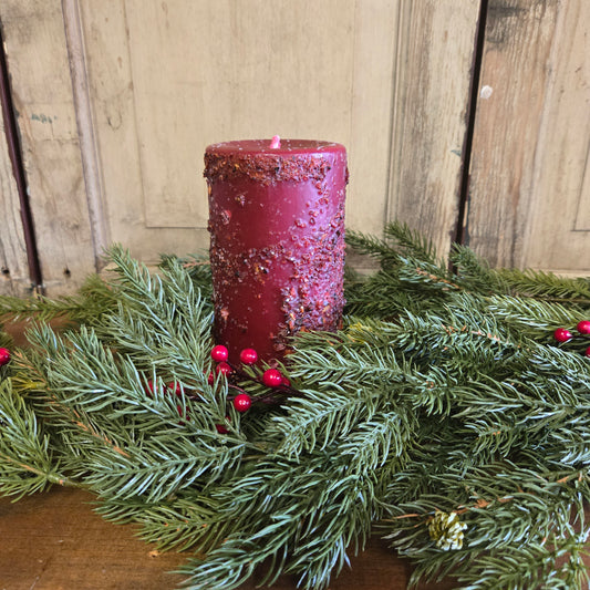 Country Christmas Pillar Candle 3" x 6"