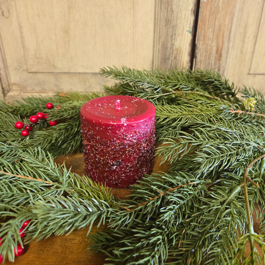 Country Christmas Pillar Candle 3" x 3"