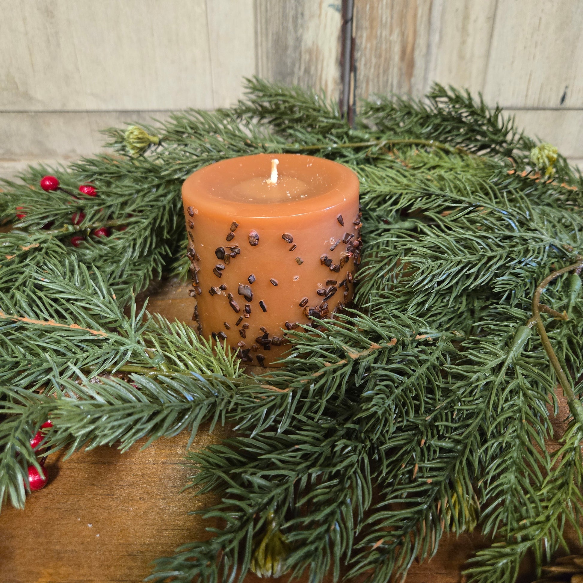 Log Cabin Pillar Candle 3" x 3"