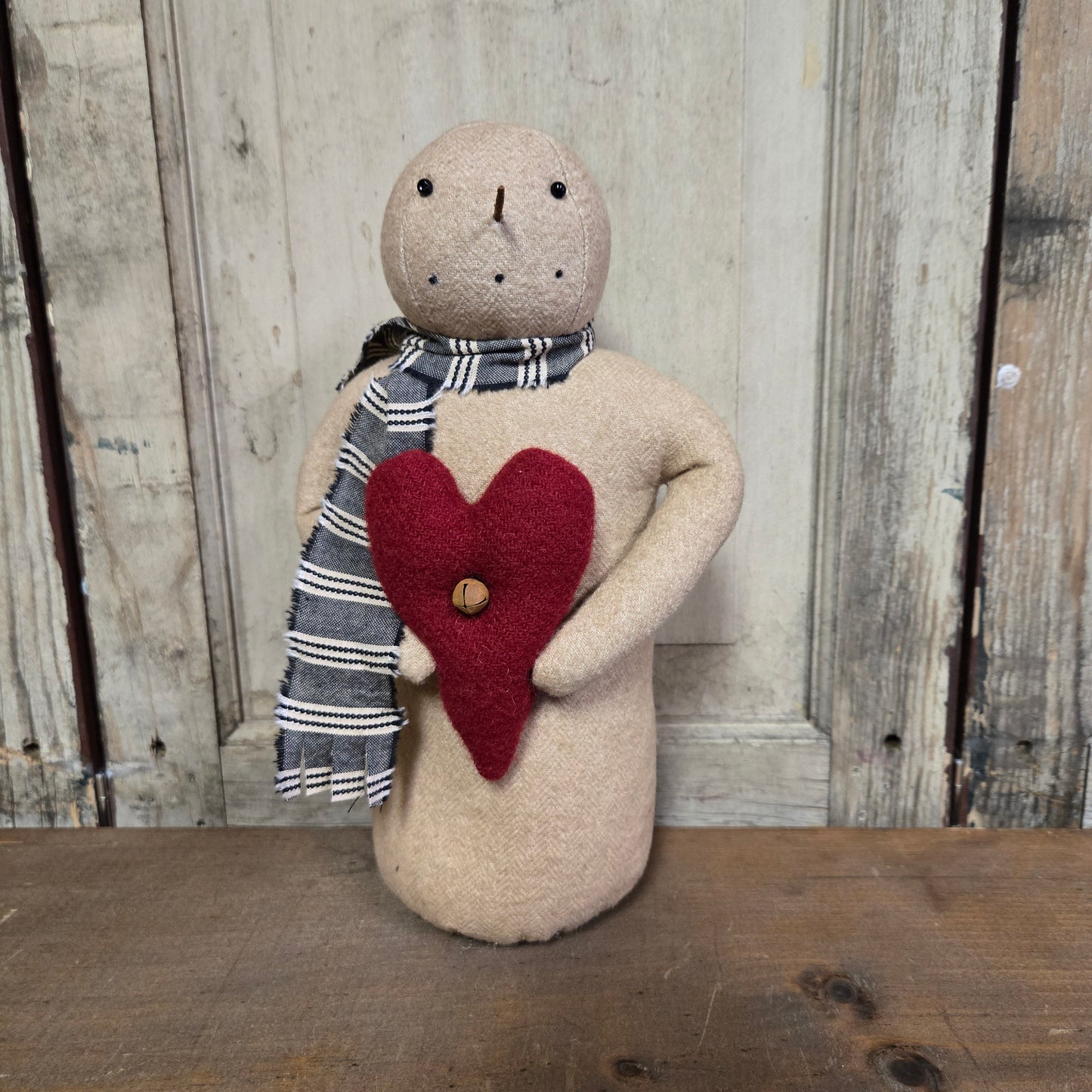 Primitive Snowman with Heart