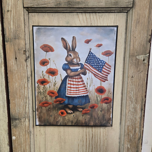 Bunny with Dress and Flag Canvas Print