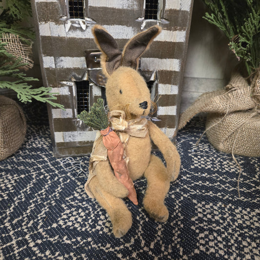 Primitive Tan Bunny Holding Carrot