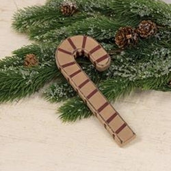 Antiqued Wooden Candy Cane Ornament
