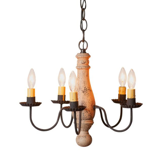 Bed and Breakfast Wood Chandelier in Hartford Buttermilk with Five Arms