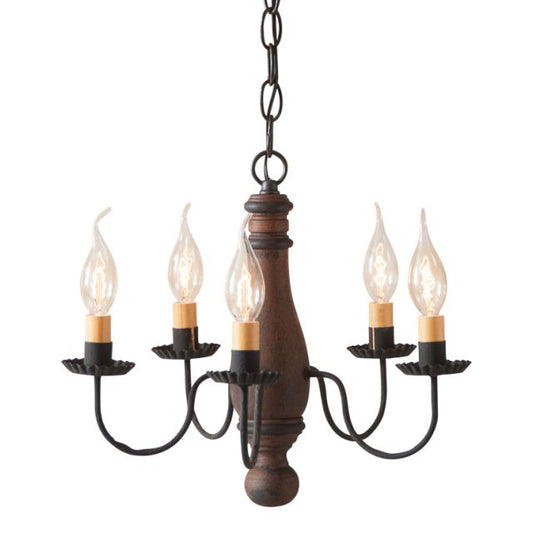 Bed and Breakfast Wood Chandelier in Hartford Pumpkin with Five Arms