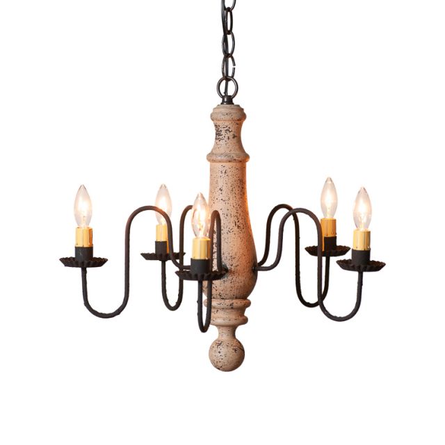 Medium Norfolk Wood Chandelier in Hartford Buttermilk