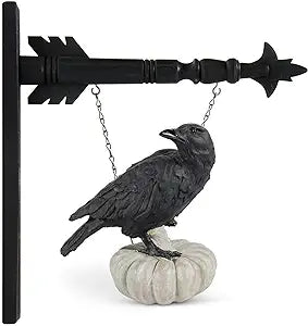 9.75 INCH RESIN CROW ON WHITE PUMPKIN ARROW REPLACEMENT