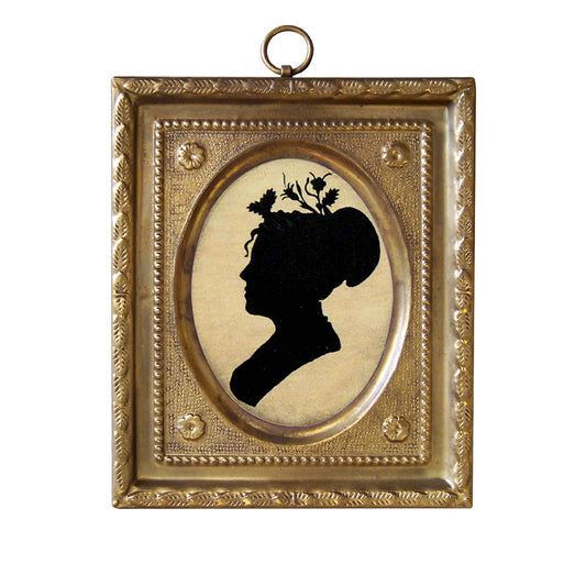 Woman by Bache Miniature Silhouette in 4-1/2″ Brass Frame