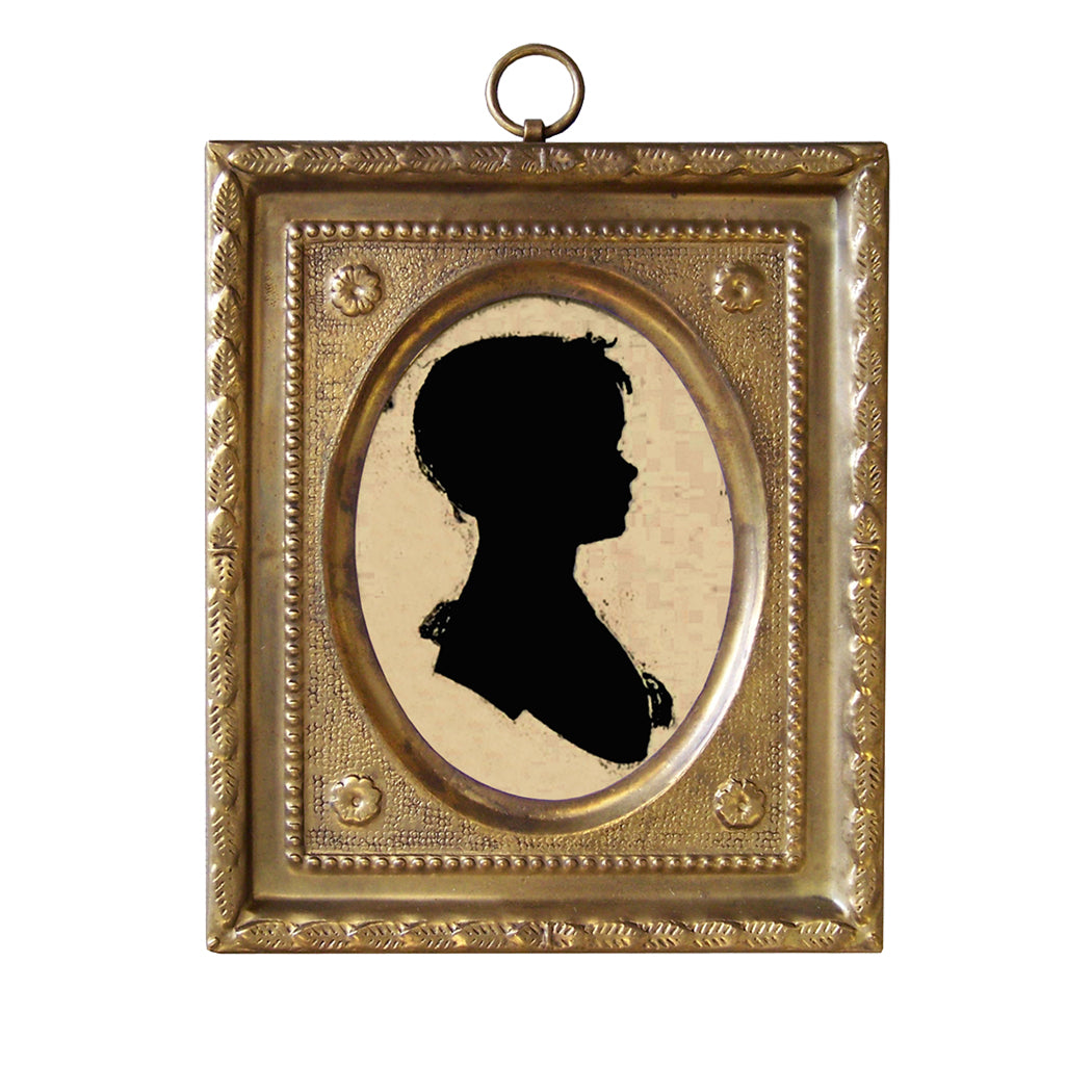 4-1/2″ Miniature Silhouette of Girl by Doyle in Brass Frame
